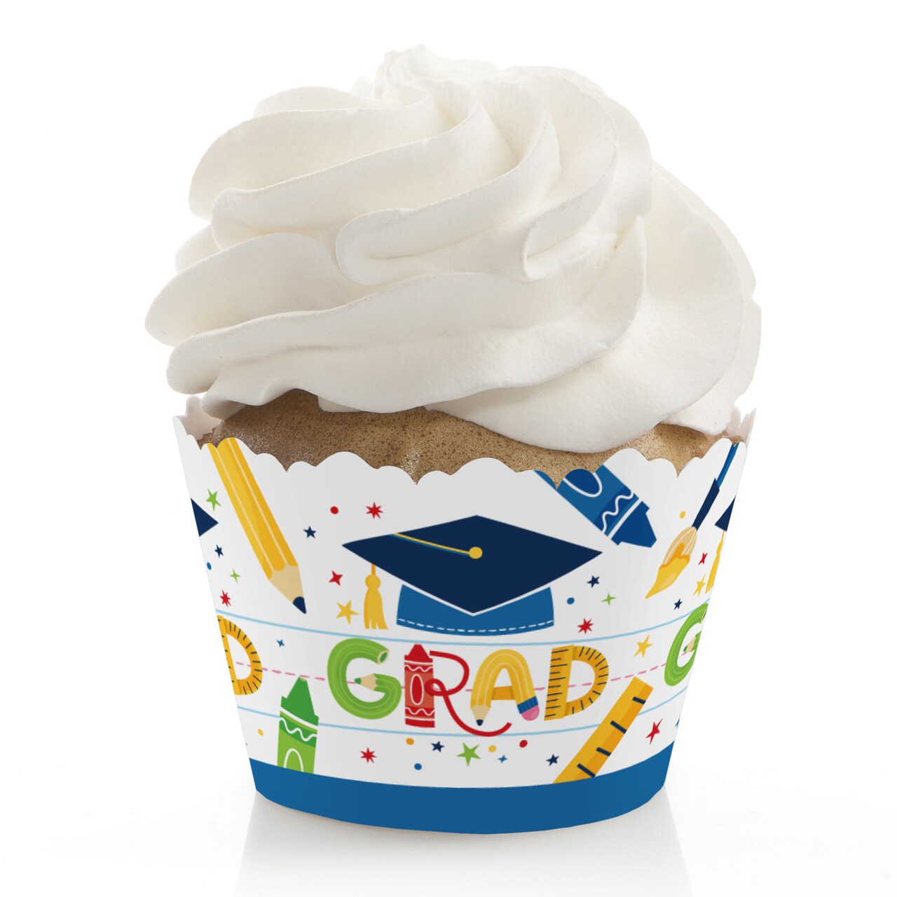 Big Dot of Happiness Kindergarten Grad - 4K Preschool Kids Graduation Party Decorations - Party Cupcake Wrappers - Set of 12